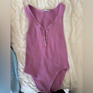 Zara Mauve Ribbed Bodysuit